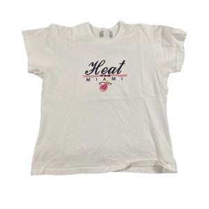 Y2K Miami Heat Womens T-Shirt XL Legends Embroidered NBA White Black Red